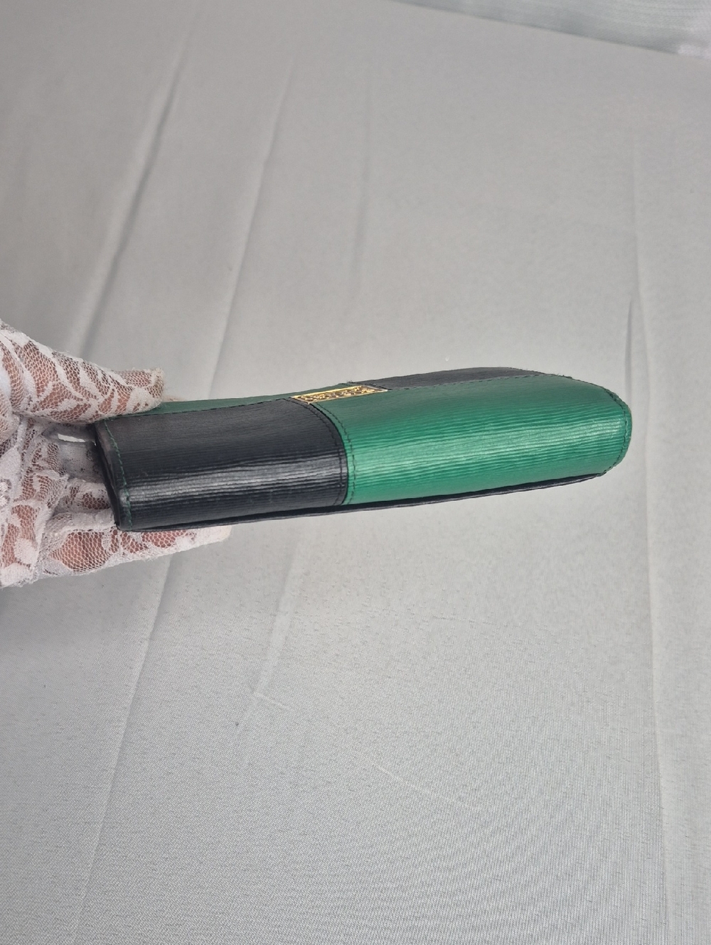 ENRICO COVERI Green & Black Colorblock Leather Wallet Made In Italy - Picture 14 of 16